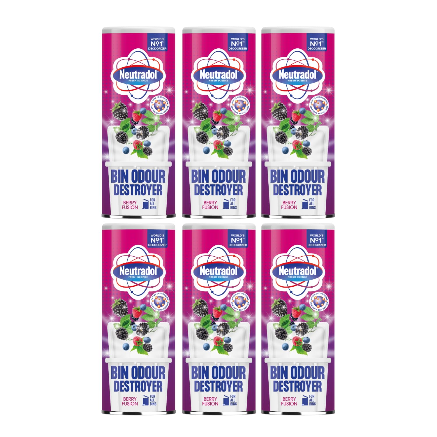 Neutradol Dustbin Odour Destroyer, Berry Fusion, 6 x 350g
