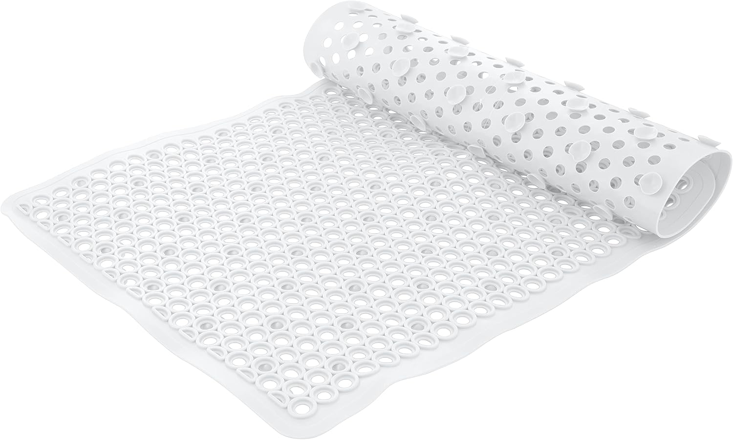 Bath Bliss Self-Draining Bathmat | Bathroom Tub and Shower Bath Mat | Anti-Slip Surface | Suction Cup Base | PVC Non Slip| Quick Dry | White