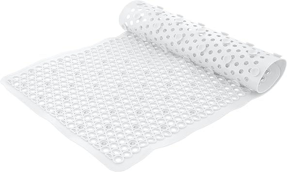 Bath Bliss Self-Draining Bathmat | Bathroom Tub and Shower Bath Mat | Anti-Slip Surface | Suction Cup Base | PVC Non Slip| Quick Dry | White