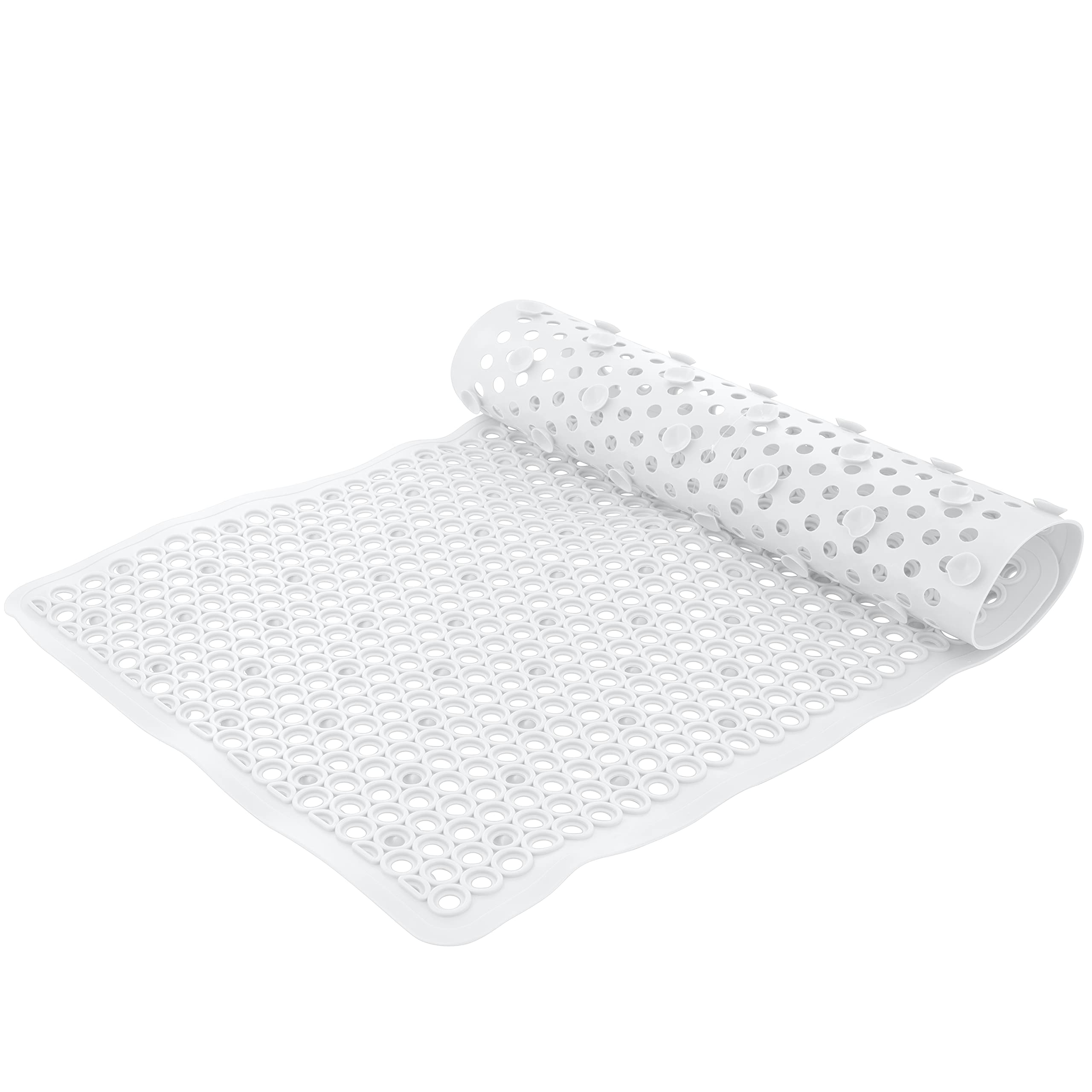 Bath BlissSelf-Draining Bathmat | Bathroom Tub and Shower Bath Mat | Anti-Slip Surface | Suction Cup Base | PVC Non Slip| Quick Dry | White