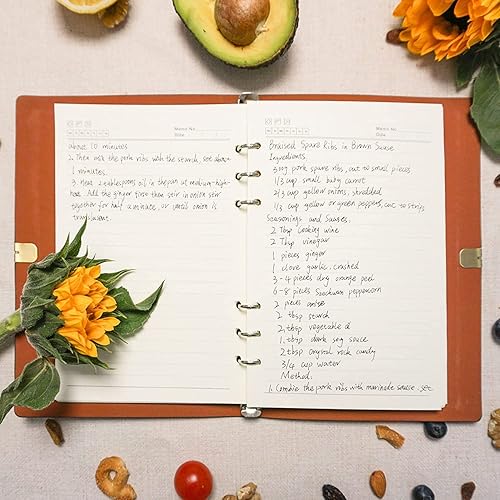 Miniatura 6 de Libro de recetas de cuero hecho a mano, cuaderno personalizado con nombre grabado, libros de cocina familiares personalizados, aniversario,