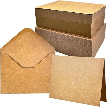 Kraft Blank Cards and Envelopes 5x7 for Card Making,100 Pack 5x7 Cardstock Paper Sets with Envelopes for DIY Thank You Card, Greetings Cards, Christmas, Invitations, Birthday