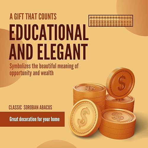 Miniatura 6 de Flexzion Soroban Abacus para adultos y niños, herramienta de aprendizaje de matemáticas japonesa de 11 pulgadas, 5 cuentas, 17 varillas, dispositivo