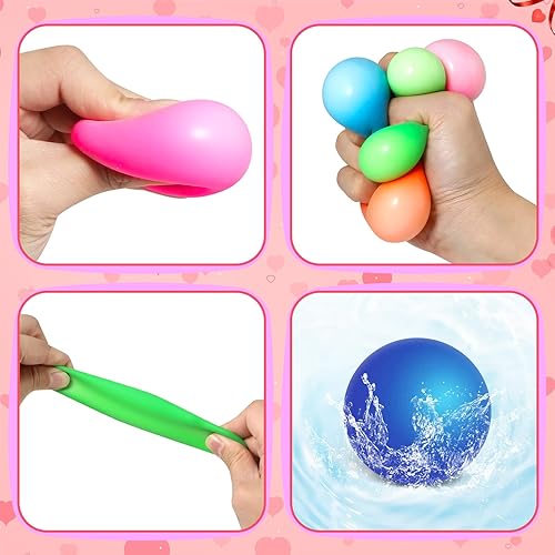 Miniatura 5 de Shylizard 28 tarjetas de regalo para el día de San Valentín para niños, intercambio escolar, tarjetas de San Valentín a granel con bola antiestrés,