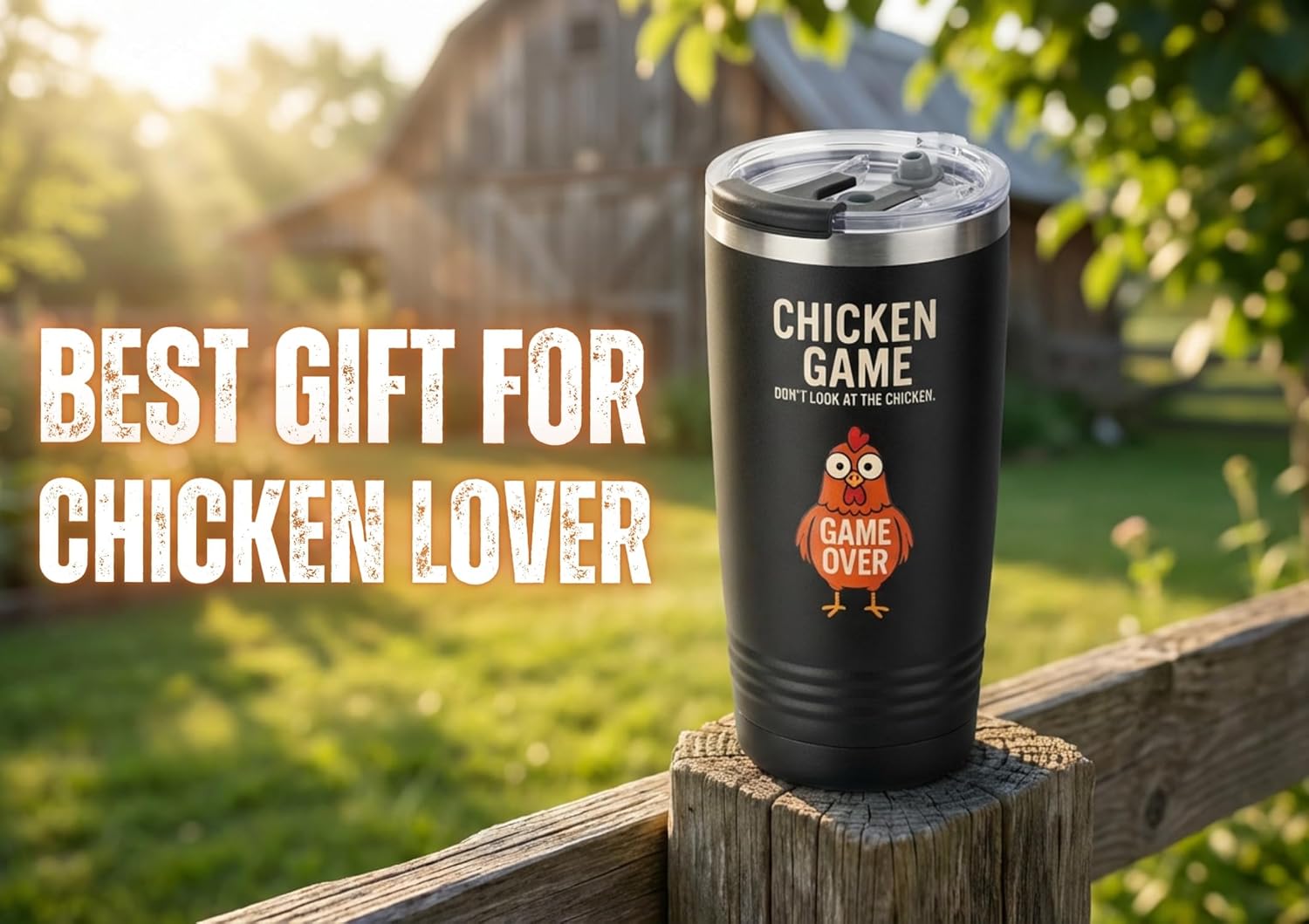 Onebttl Funny Chicken Gifts for Chicken Lovers, Women and Men, 20oz Stainless Steel Insulated Tumbler with Straw, Lid, Chicken Themed Gift Cup, Game Over - Image 2
