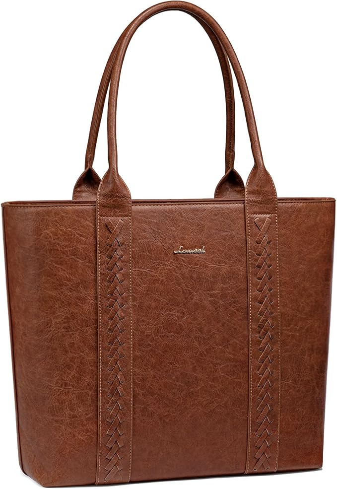 The high-quality women's totes leather handbag is made from durable, waterproof, and scratch-resistant Fabric. It features a tear-proof lining, a back pocket, and woven details. The bag stands upright when empty