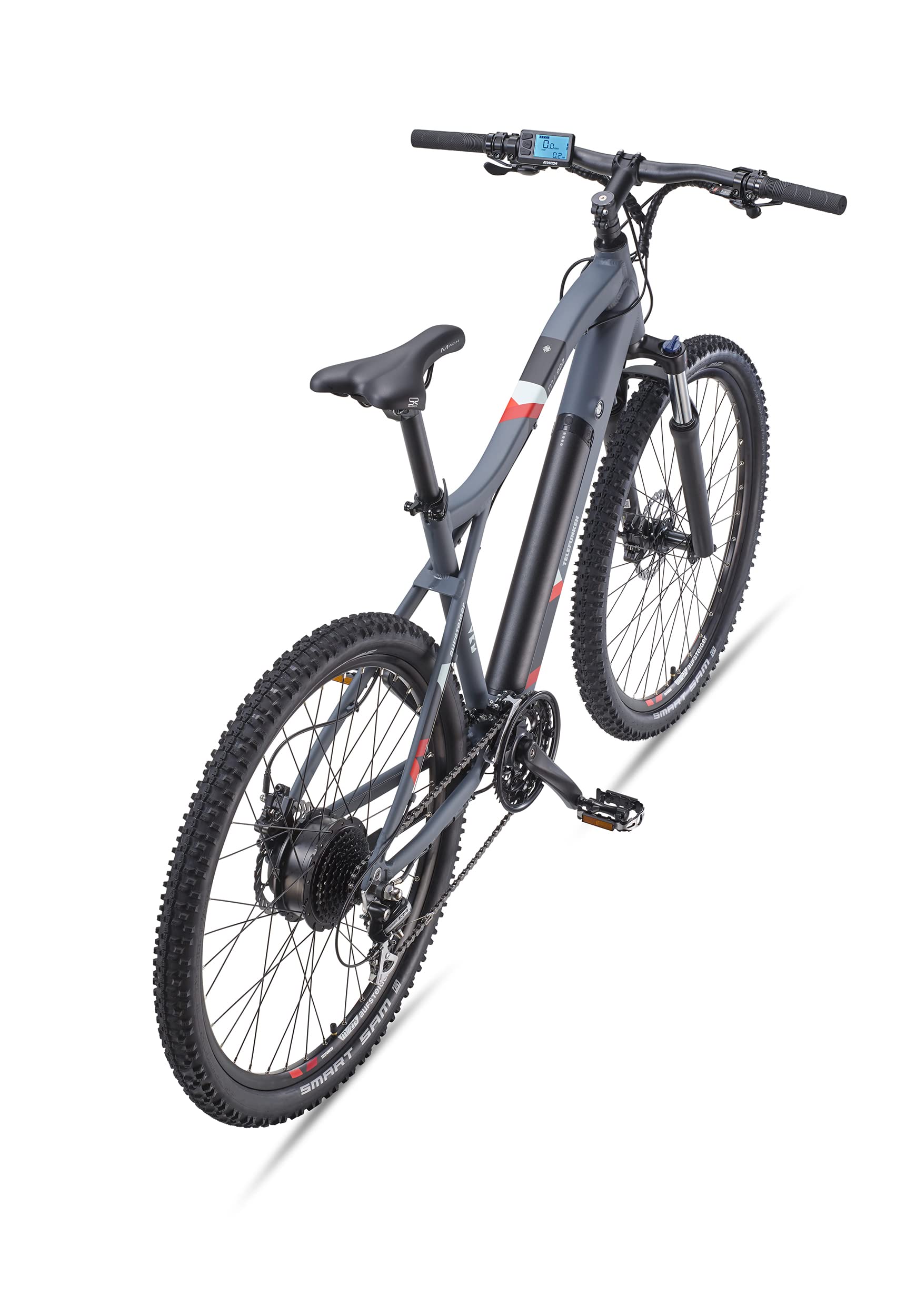 TELEFUNKEN E-Bike Mountainbike Elektrofahrrad Alu, 24 Gang Kettenschaltung - Pedelec MTB 27,5 Zoll, Hinterradmotor 250W, Scheibenbremsen, Grau, Aufsteiger M922