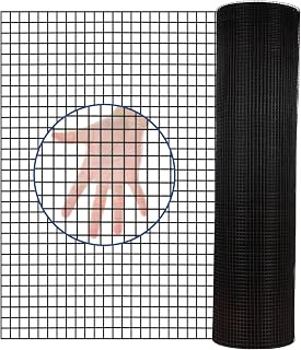 Hardware Cloth PVC Coated Wire Mesh 48'' x 50' 1/2inch Mesh Black Vinyl Coated Fence Chicken Wire Fencing 19 Gauge Chain Link Fence for Chicken Coop, Animal Control,Gutter Guard, and Home Improvement
