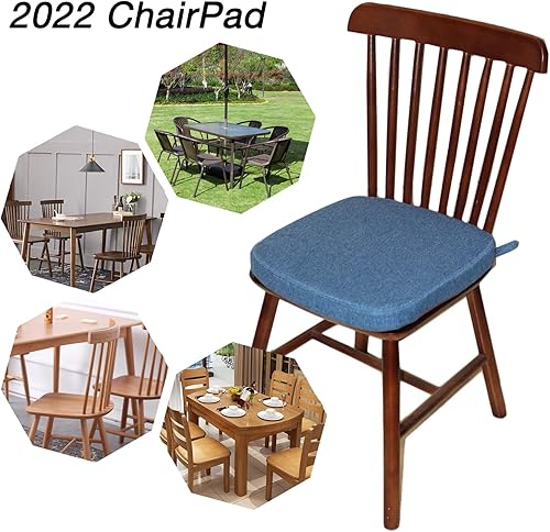 Miniatura 2 de ZYHOONE Cojín para silla de comedor con lazos, espuma viscoelástica de 2 pulgadas, almohadilla de asiento y cojín antideslizante para cocina con