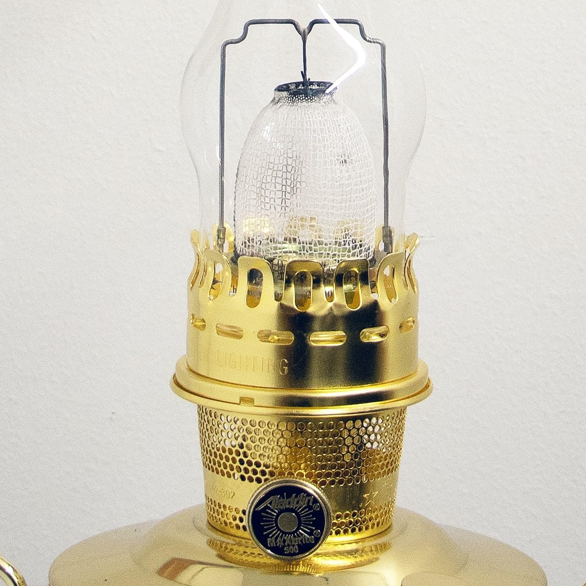 Aladdin Brass Hanging Oil Lamp with Larger Fuel Tank, Genie III Chandelier for Homesteaders or Emergencies, 28 in Tall, Brass Trim