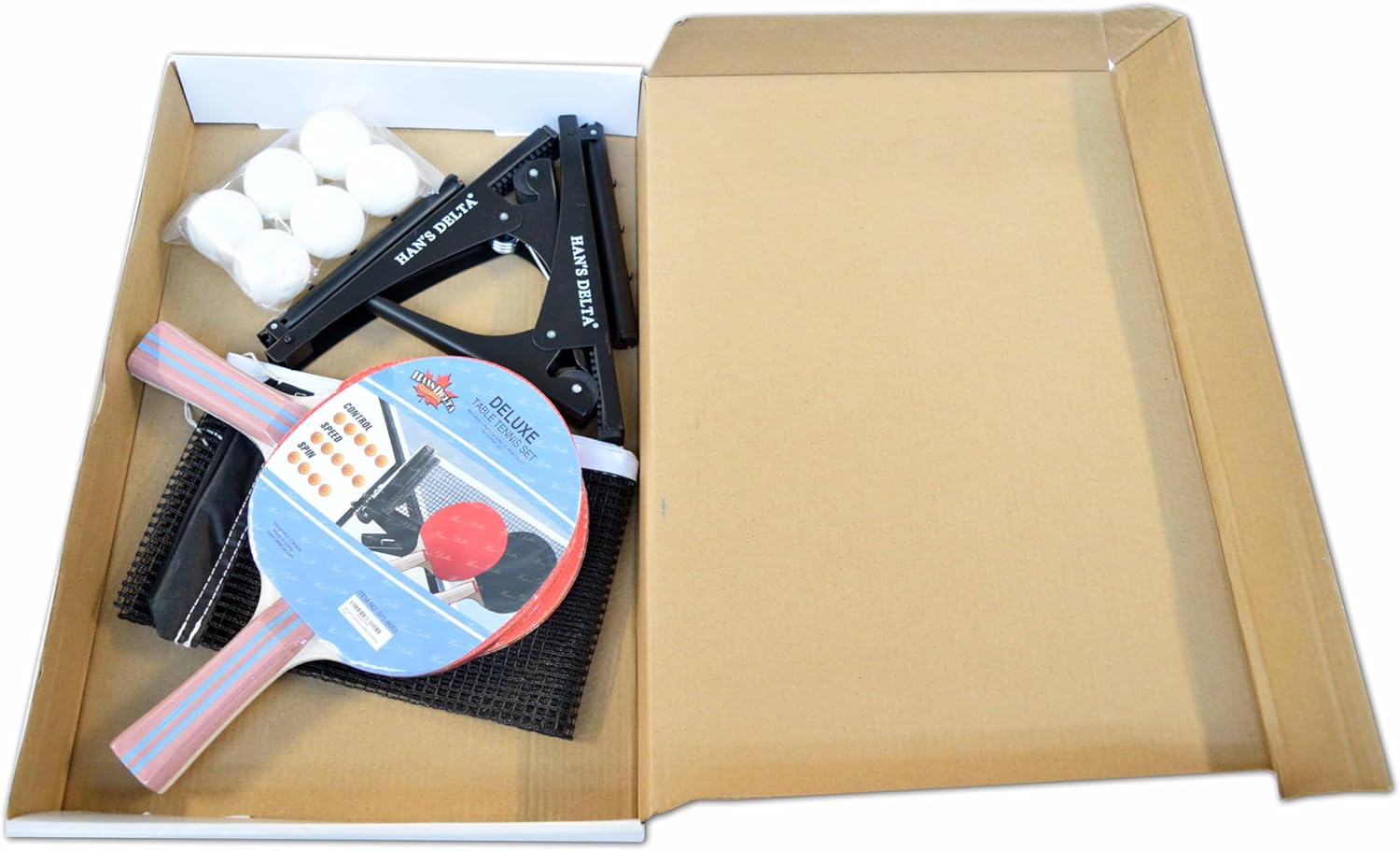 HAN'S DELTA Ping Pong Paddle Sets - 2 or 4 Player Table Tennis Paddles, Pingpong Balls & Net - Table Tennis Equipment & Ping Pong Accessories