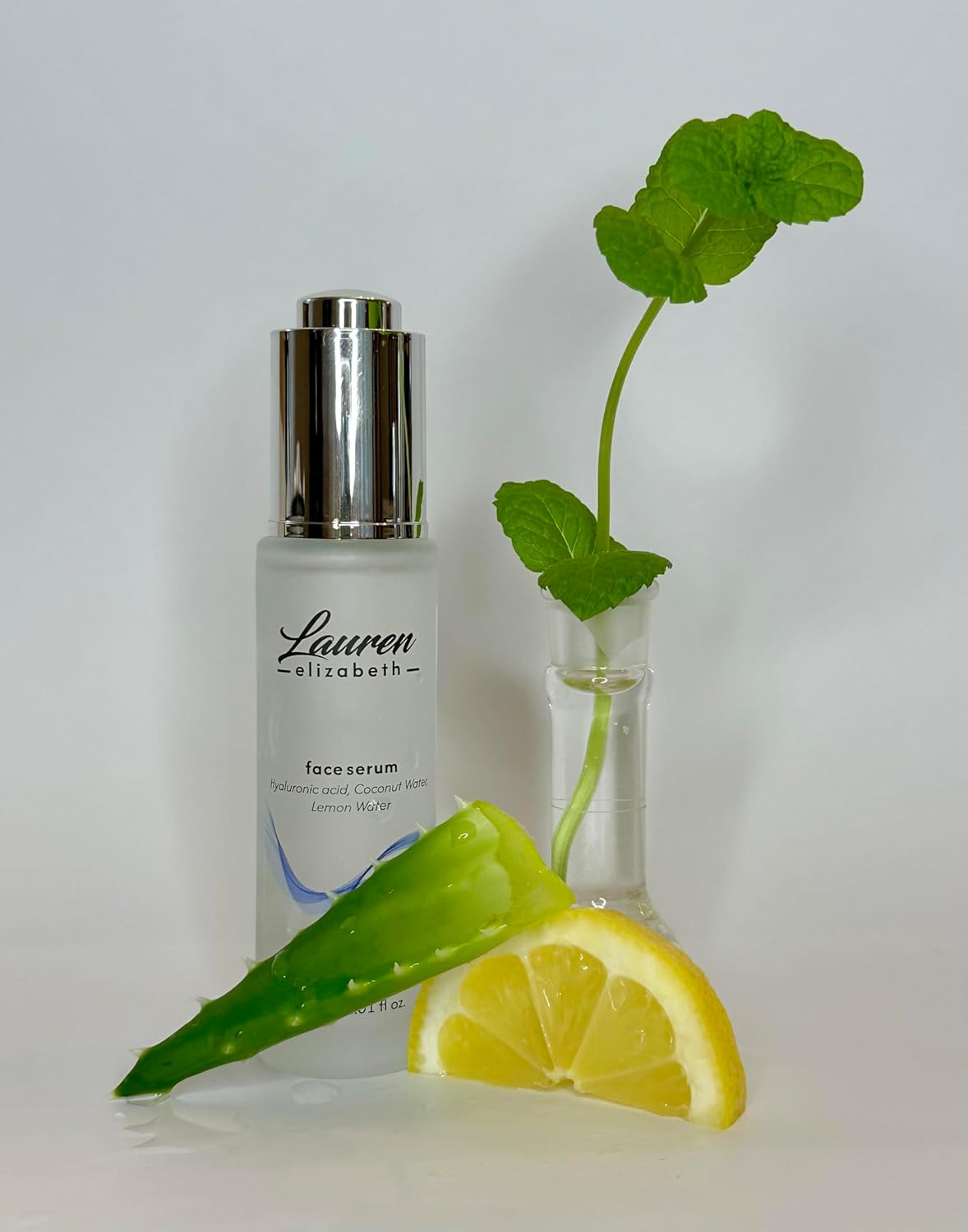 Lauren Elizabeth Hydrating Face Serum with Hyaluronic Acid, Coconut Water, Lemon Water, and Aloe, 1.01 fl oz
