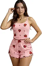 Conjunto de pijama feminino fofo cropped com blusa e short 2 peças, macio, canelado, conjunto de pijama feminino