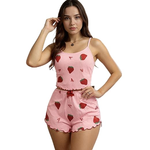 Conjunto de pijama feminino fofo cropped com blusa e short 2 peças, macio, canelado, conjunto de pijama feminino