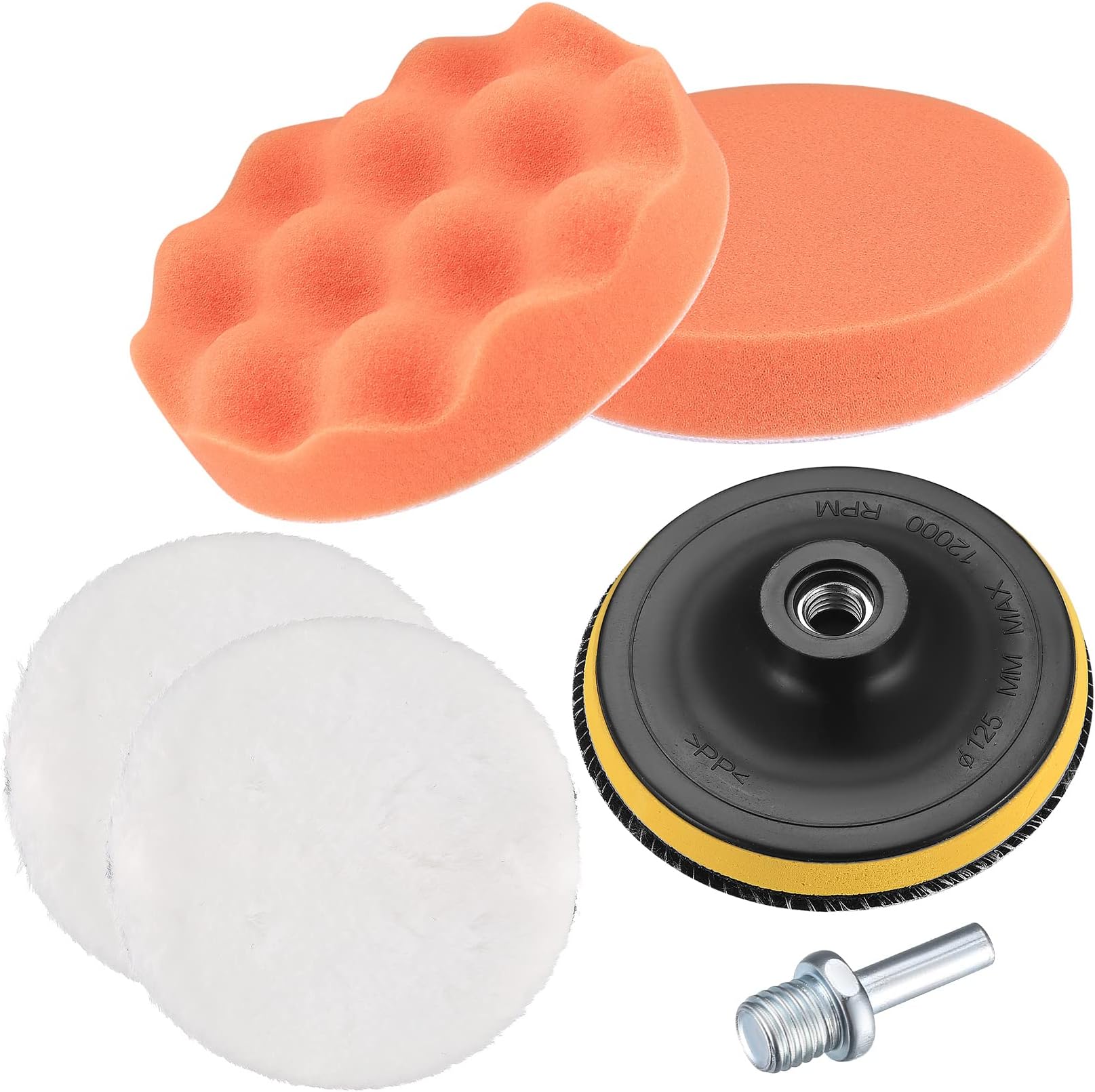 6 Pcs 5 inch Car Polishing Pad Kit, Drill Buffer Attachment with Buffing Wheel