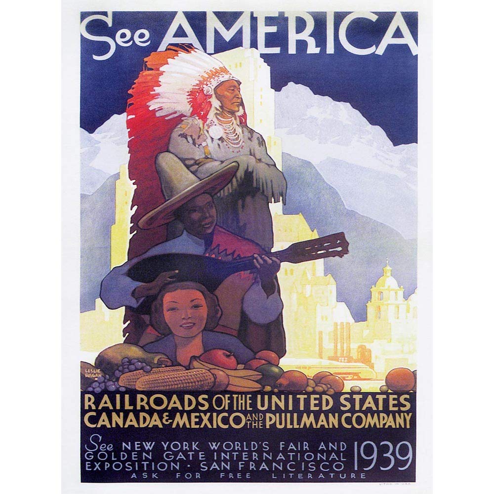 Wee Blue Coo Travel Tourism America Railroad Pullman USA Vintage Advertising Art Print Poster Wall Decor 12X16 Inch