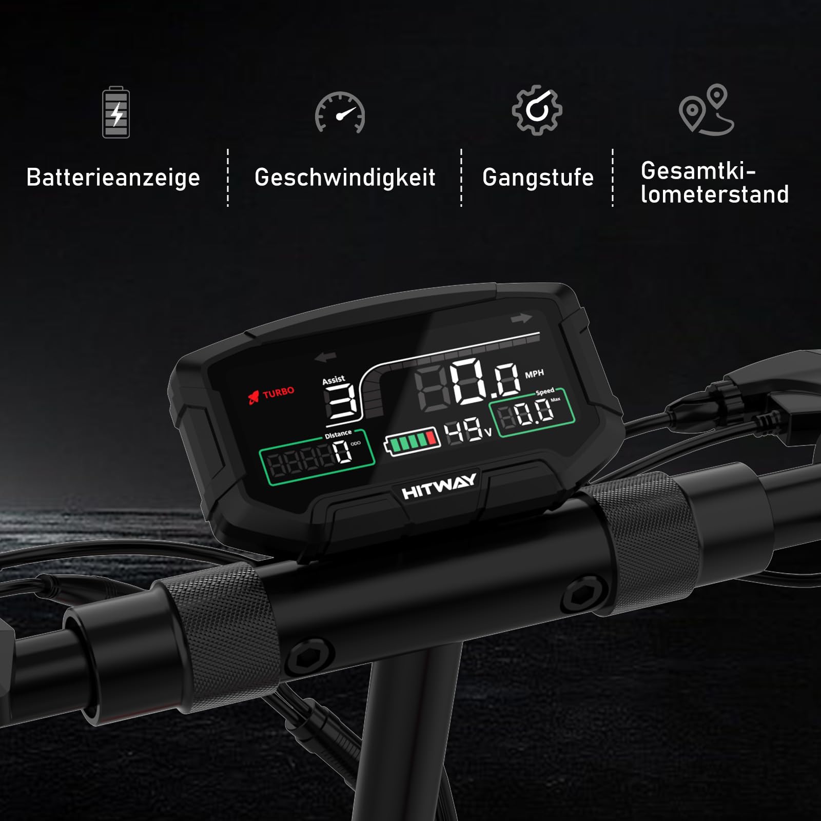 HITWAY H9 E Scooter mit straßenzulassung, 10-Zoll-Faltbarer Elektroroller, Doppelte Stoßdämpfer, Batterie 48V 15.6Ah-27Ah, 500-W-Motor, Reichweite 70-110KM, Geschwindigkeit 20 km/h, mit APP