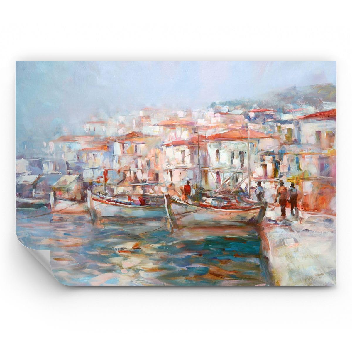 Carta da Parati Vinile in TNT 150x105 cm Architettura Paesaggi - 4852 - WF3 | Isola Barche Porta Premium Canvas Fotomurale Moderno Decorazione da Parete Murale da Parete Per Soggiorno ARTTOR