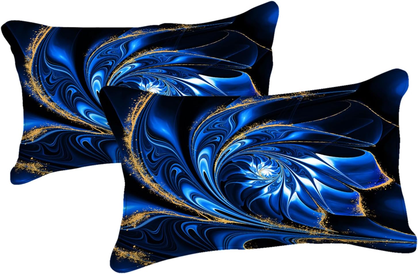 Blue Marble Comforter Set Queen Size Black Bed in A Bag Gold Vortex Floral Artwork Abstract Bedding Psychedelic Bed Set with Sheets - Image 6