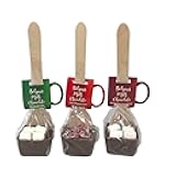 Belgian Milk Chocolate Spoons Individually Wrapped with Mini Dehydrated Marshmallows, Storckingt Stuffers, Pack of 3