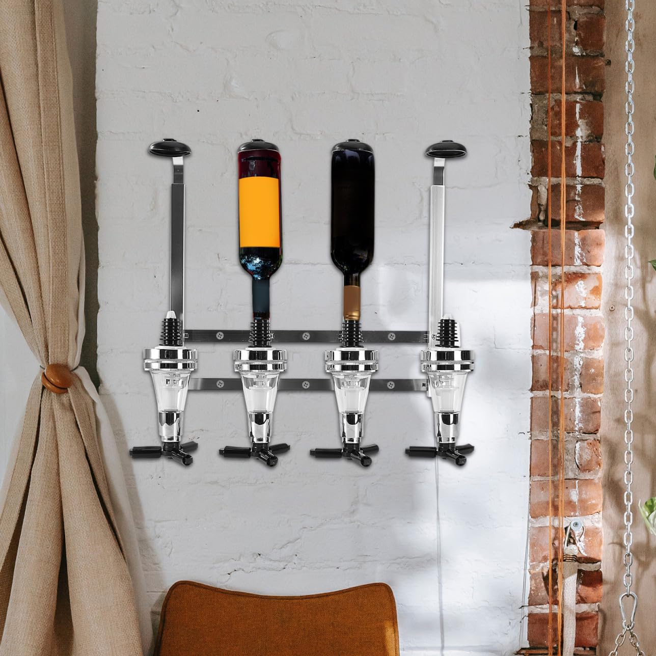 TOPBATHY Distributeur Mural de Boissons à 4 Stations en Alliage D’Aluminium