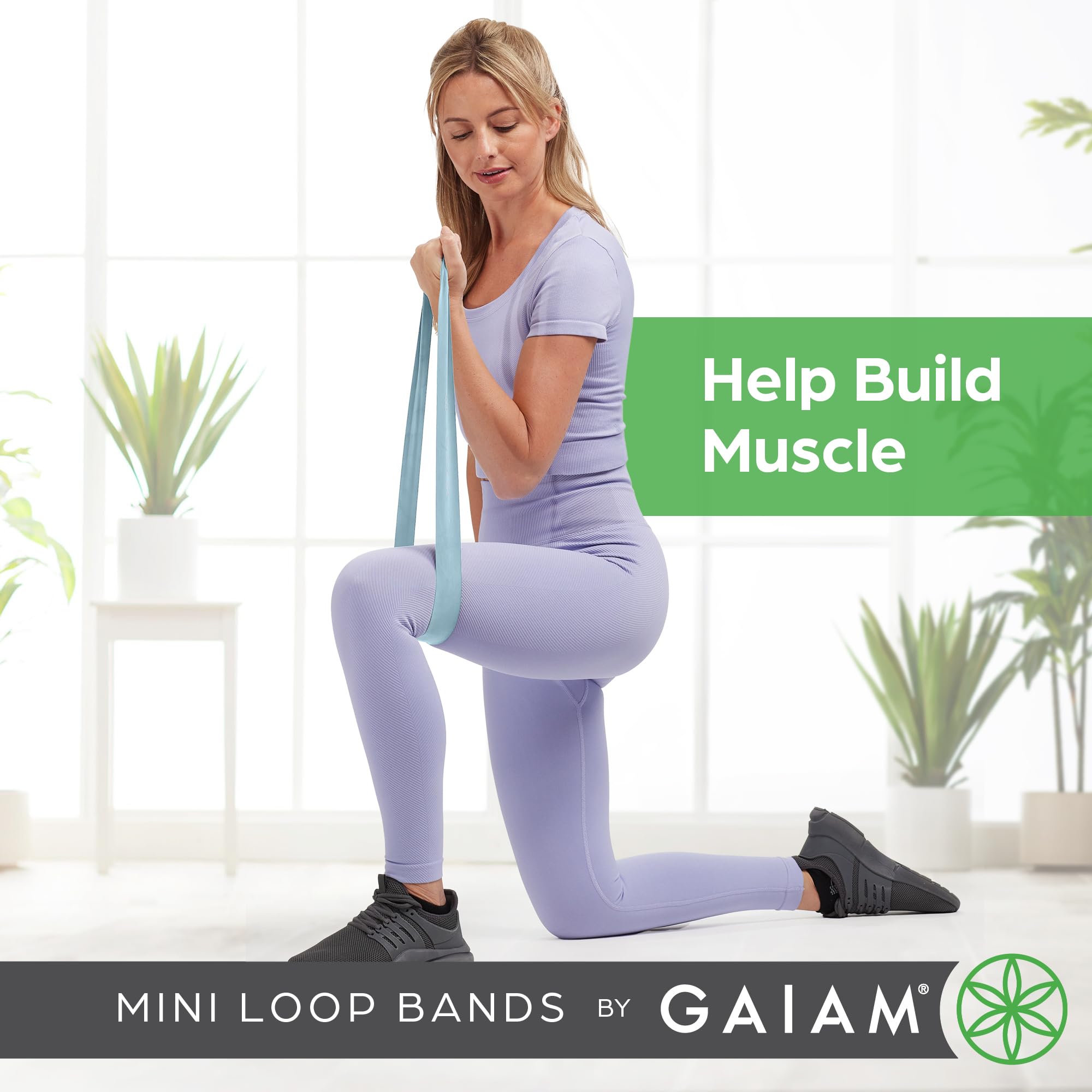Gaiam Restore Mini Band, zestaw 3 sztuk, lekkie, średnie, ciężkie taśmy oporowe na dolną część ciała, do ćwiczeń nóg i pośladków, 30 cm x 5 cm