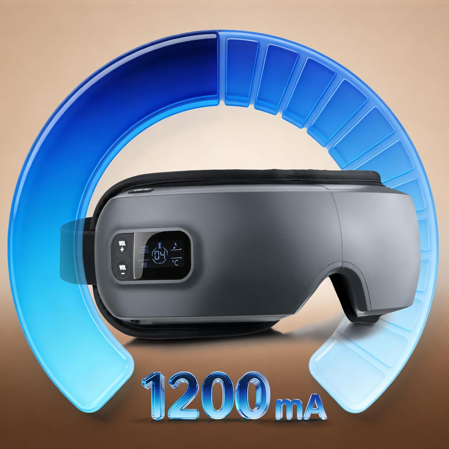 Eye Massager with Heat, Sleep Mask with Compression and Music for Migraines and Circles, Reduce Eyes Strain, Improve Sleep,for Women Men(Gray)