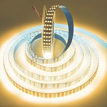 Triple Row LED Strip Light, Warm White 3500K Super Bright Dimmable DC 12V 16.4ft/5m SMD 2835 1800 LEDs Strip Tape Light Ribbon for Home Room Lighting Decoration