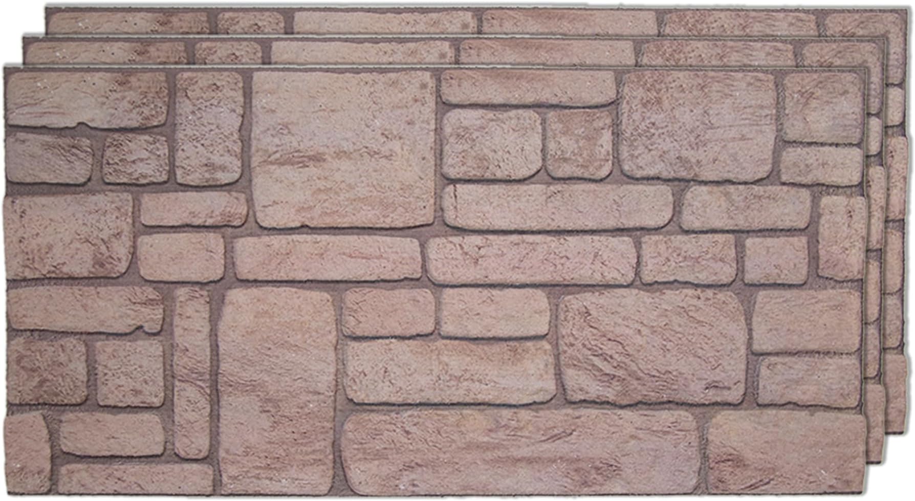 IZODEKOR 3D Brick Effect Wall Panels - Cladding, Stone Look, Styrofoam Panels for Living Room, Kitchen, Bathroom, Balcony, Bedroom, Back of Counter, and Teras | Ancient Traces, 3 Pack