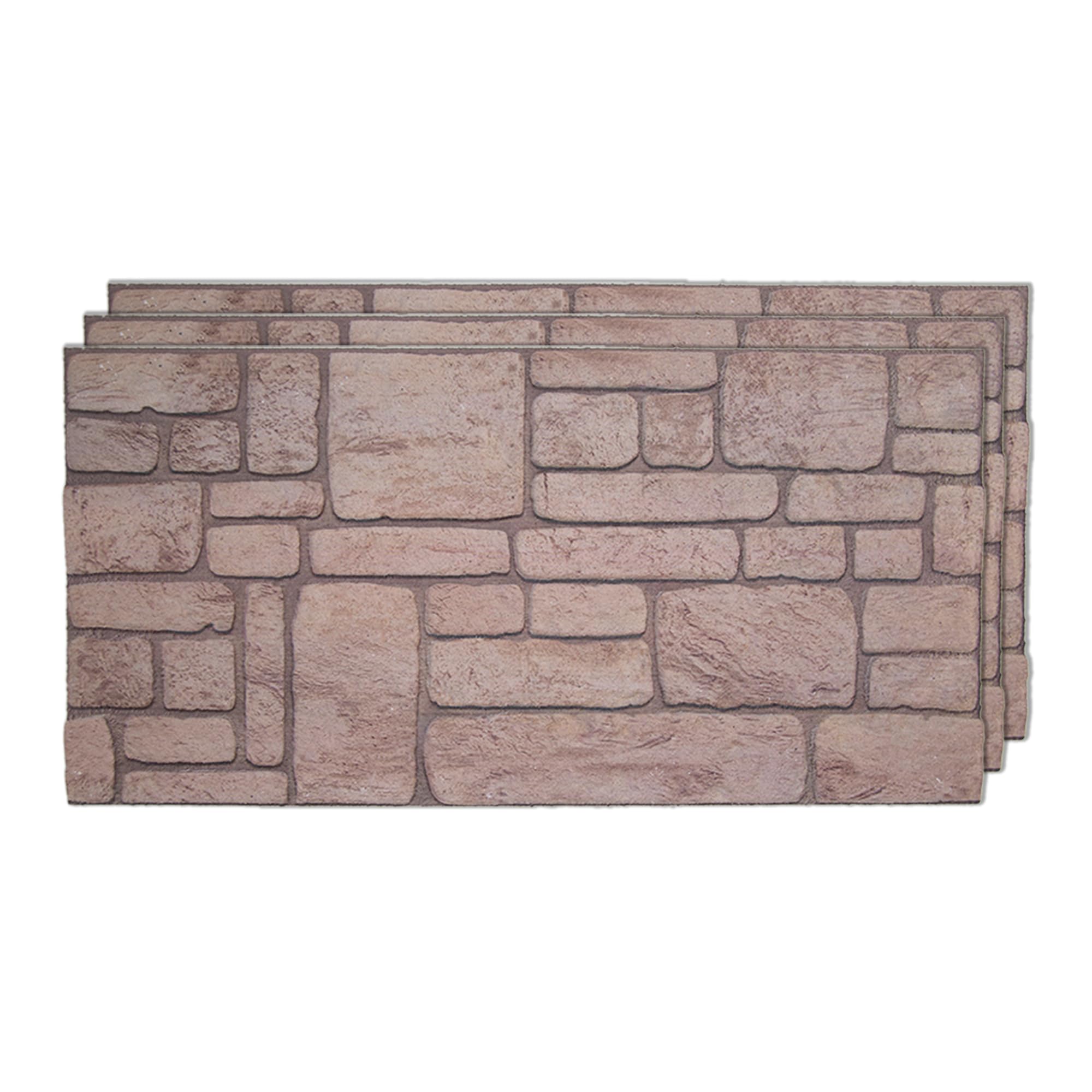IZODEKOR 3D Brick Effect Wall Panels - Cladding, Stone Look, Styrofoam Panels for Living Room, Kitchen, Bathroom, Balcony, Bedroom, Back of Counter, and Teras | Ancient Traces, 3 Pack