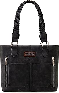 Wrangler Distressed Tote Bag for Women Western Purse Multi Pockets Handbags and Shoulder Bag