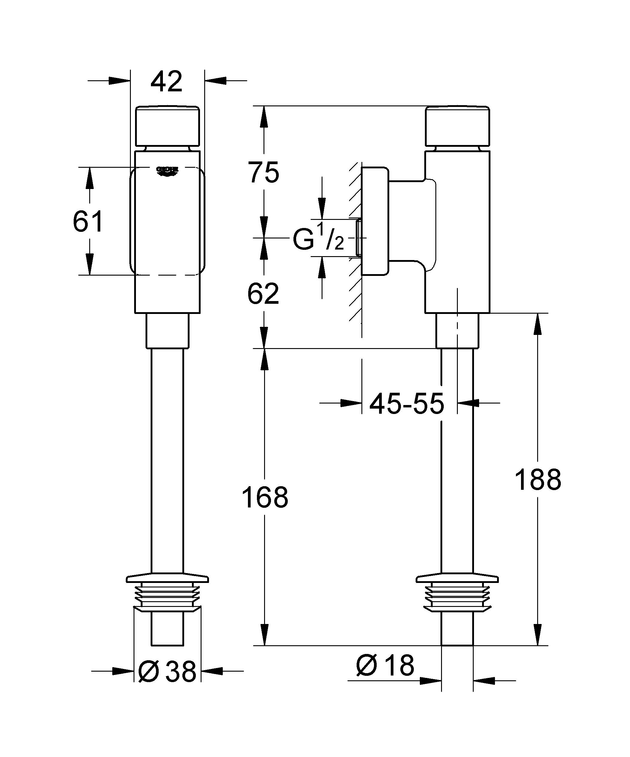 Grohe Rondo Chasse d'Eau pour Urinoir Sans Vanne d'Arrêt 37346000,