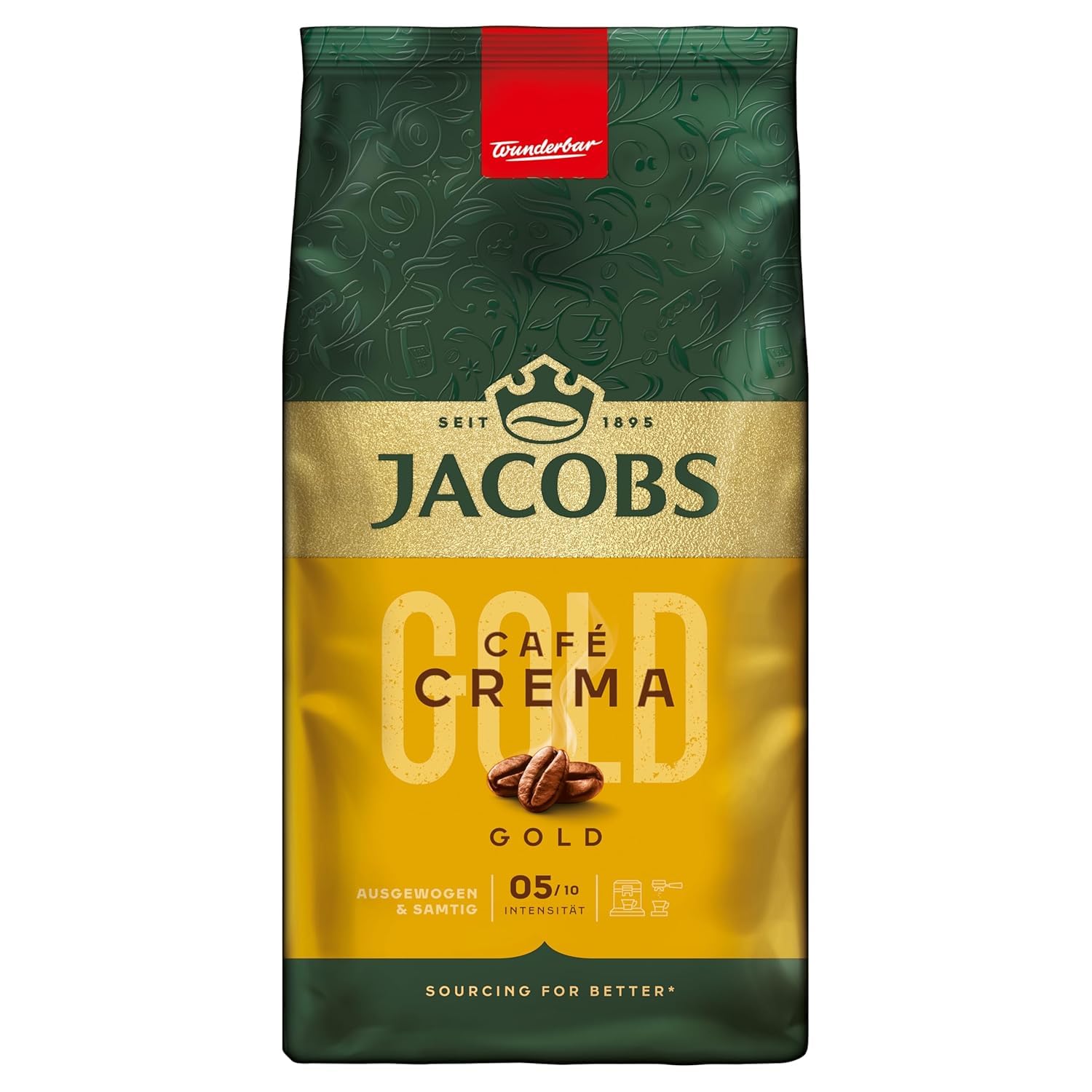 Jacobs Expertenröstung Crema Intenso, grano de café, 2 x 1 kg (2 Paquetes)