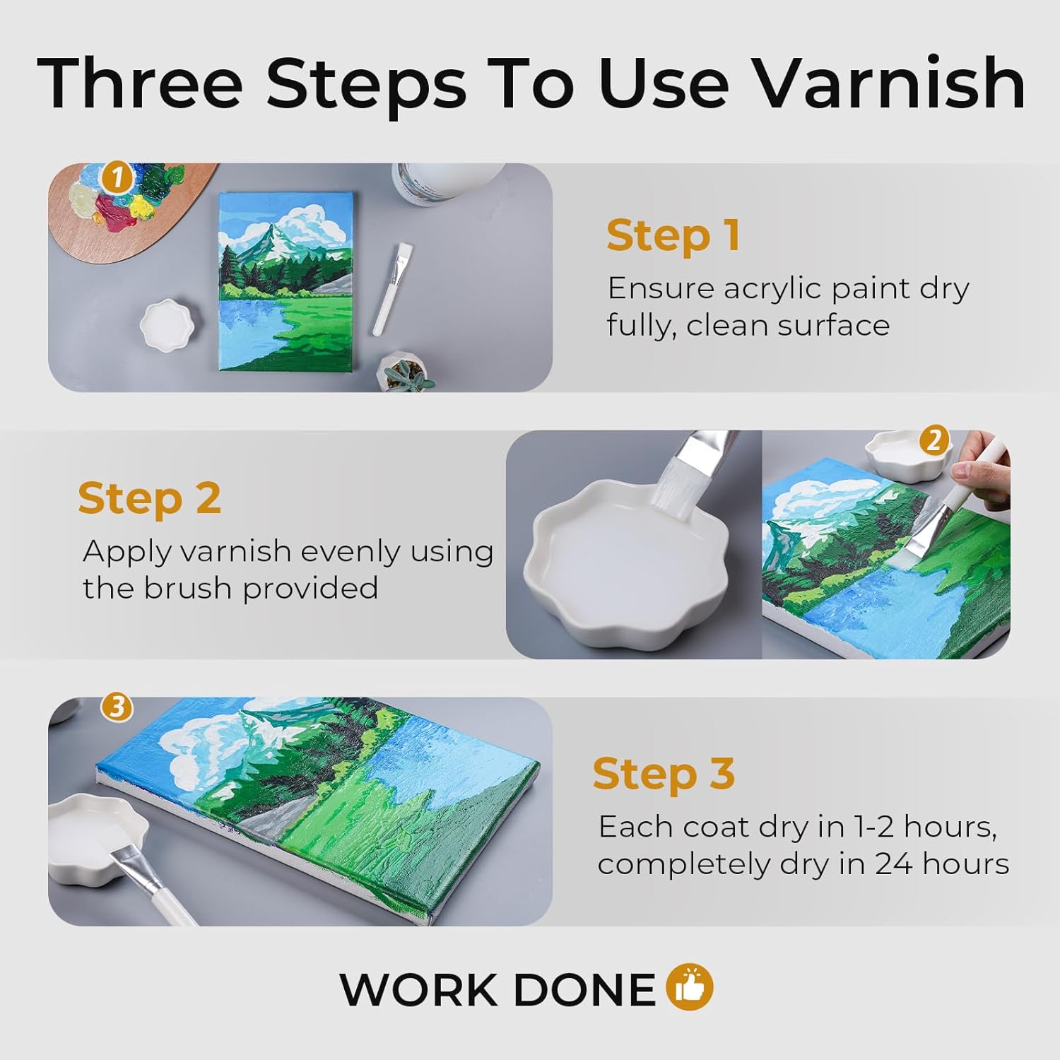 Nicpro Gloss Varnish for Acrylic Painting, 33.8oz Bottle with Pump, Non-Yellowing, Non-Toxic, Anti-Crazing, Clear Acrylic Varnish for Artist, Hobby Painter on Canvas Artwork, Wood, High Gloss Finish