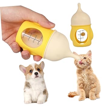 Reusable Pet Nursing Bottle for Newborn Kittens and Puppies with Ergonomic Grip Clear Measurement Markings and Soft Flexible Feeding Nipple for Smooth Feeding