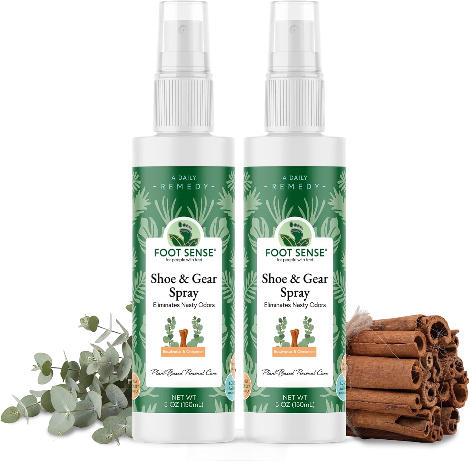Foot Sense – Shoe Deodorizer & Foot Spray – Natural Foot & Shoe Odor Eliminator for Smelly Feet, Shoes & Sports Gear, Long-Lasting Refreshener for Adults & Kids – 5oz, 2 Pack