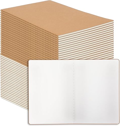 Miniatura 10 de miikoul Paquete de 24 Cuadernos de Kraft en Blanco, 8.3"x5.5" A5 Cuadernos Pequeños a Granel en Blanco de 80 Gsm Sin Líneas con 60 Páginas Cuadernos