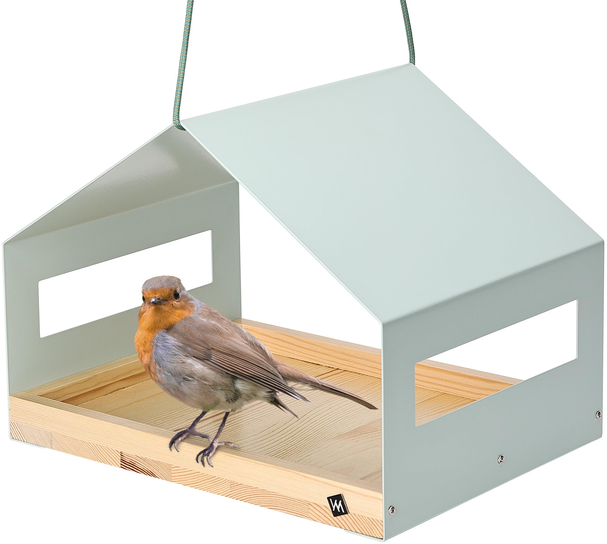 Casa para pájaros grande de metal y madera resistente a la intemperie para colgar, moderno comedero para pájaros XL, techo de metal colgante, comedero para pájaros, comedero para pájaros,