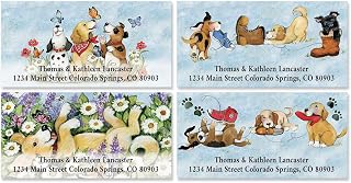 Colorful Images Doghouse Deluxe Return Address Mailing Labels, Personalize with Name & Addresses, Set of 144 Self Adhesive, Easy Peel Flat Label Sheets, 1⅛” x 2¼”, 4 Pet Designs