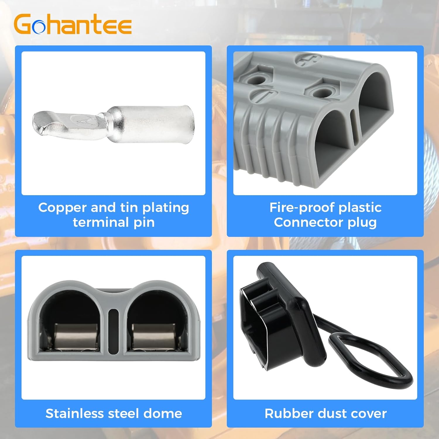 175A Battery Cable Connector for 1/0-4 Gauge Cable Wire Connector Compatible with Car Winch Trailer Lift Motor Jumper Cable Recovery Kit Electrical Plug Battery Quick Connect Disconnect 4 Pack Grey