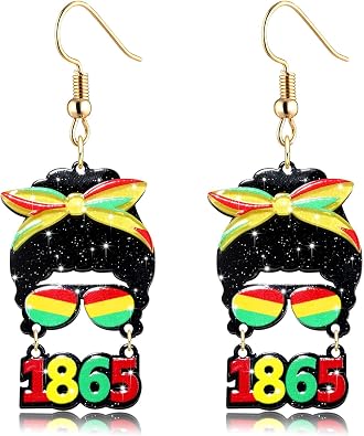 أقراط Juneteenth للنساء أقراط أفريقية 1865 التاريخ الأسود إسقاط أقراط متدلية بيان أقراط يوم الحرية إكسسوارات مجوهرات أفريقية ملابس يوم الاستقلال هدايا الحفلات