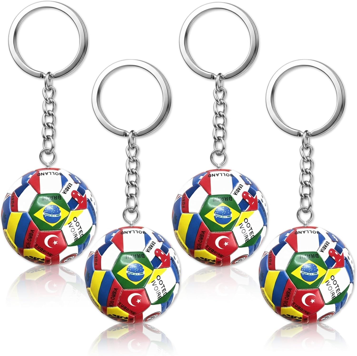 4PCS World Cup Soccer Keychain 2026 Football Ball Key Chain with National Flags,World Cup Soccer Gifts & Accessories Decorations for Men Sports Merchandise 2026 Backpack Charm Daily Use