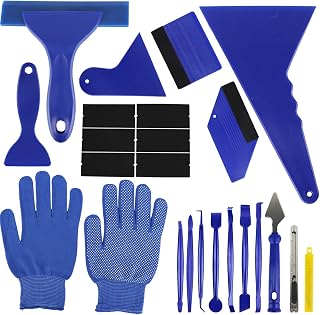 BeiLan 23 Pcs Car Vinyl Wrap Tool Kits, Micro Stick Squeegee, Felt Squeegee with Spare Fabric Felts, Gloves, Vinyl Film Smoothing Tool Kit for Auto Film Tinting Installation