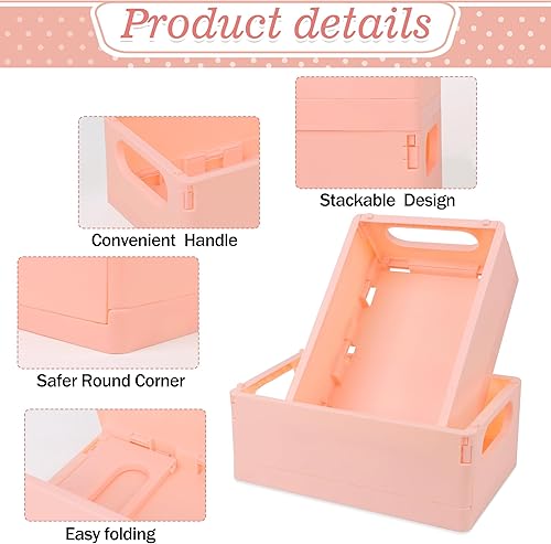 Miniatura 4 de Sondeng Cajas plegables de plástico para almacenamiento, organizadores de escritorio y almacenamiento, cesta de almacenamiento apilable, bonita