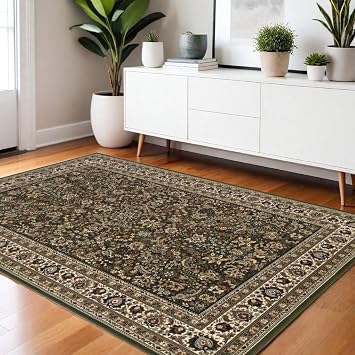 HomeRoots 574336 4 x 6 ft. Oriental Rectangle Area Rug Green & Ivory