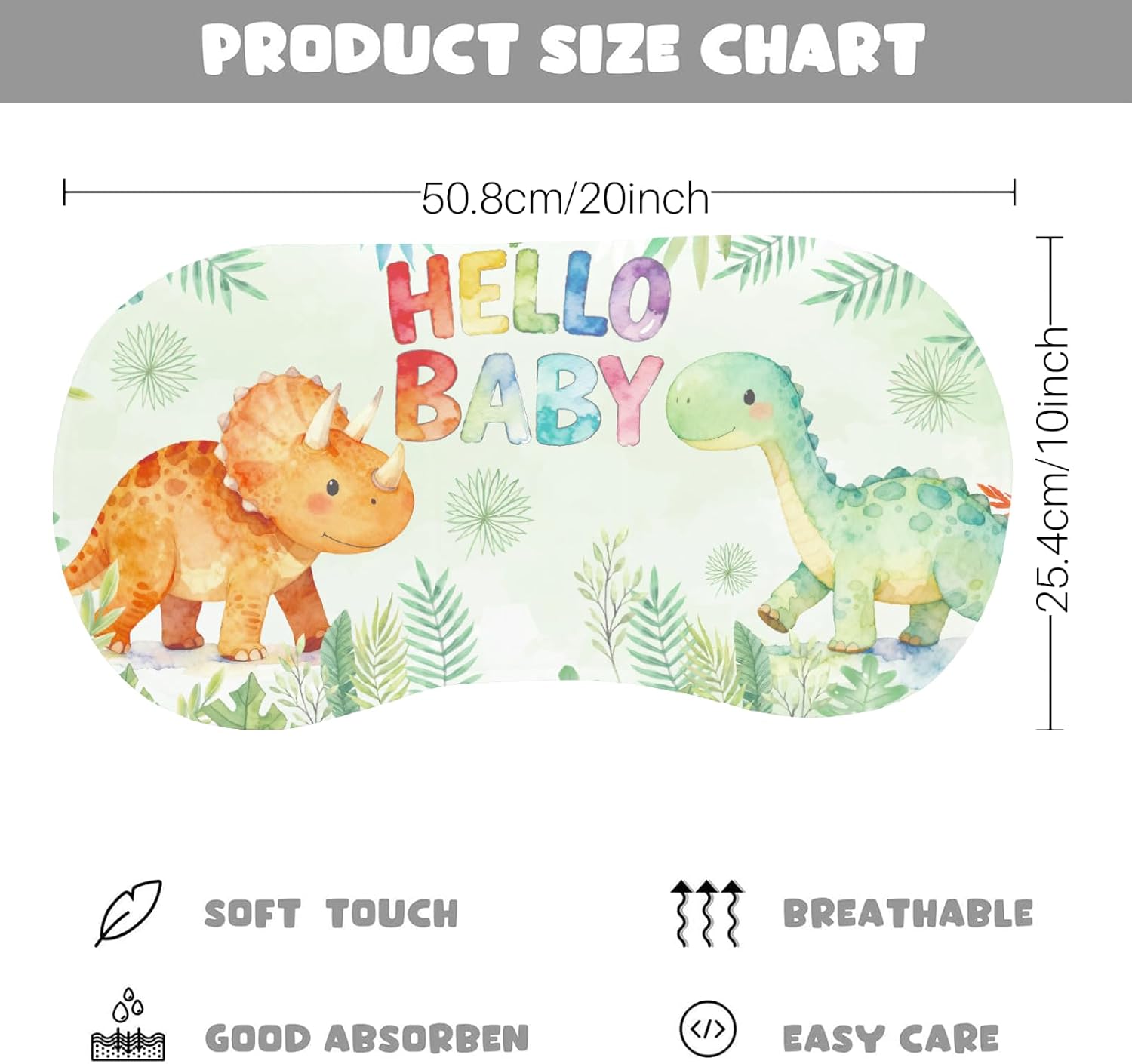 2 Pack Baby Burp Cloths for Boys Girls, Soft Cotton, Dinosaur Theme Design, Super Absorbent Hello Baby Burping Cloths for Newborns, Machine Washable and Reusable Baby Spit-Up Cloths