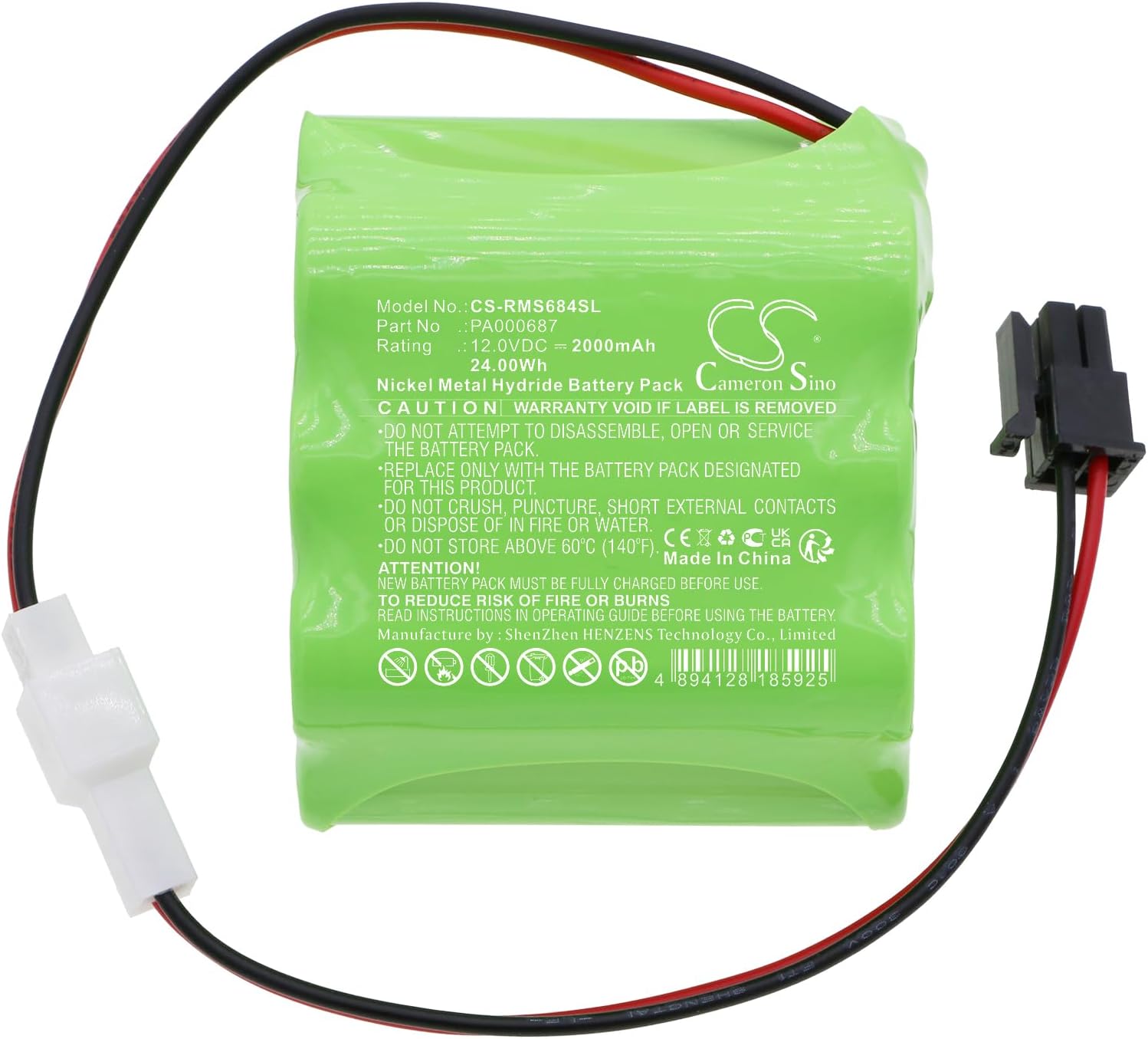 Cameron Sino Battery for Roma Rollladen Shutter PN:Roma PA000687 2000mAh / 24.00Wh