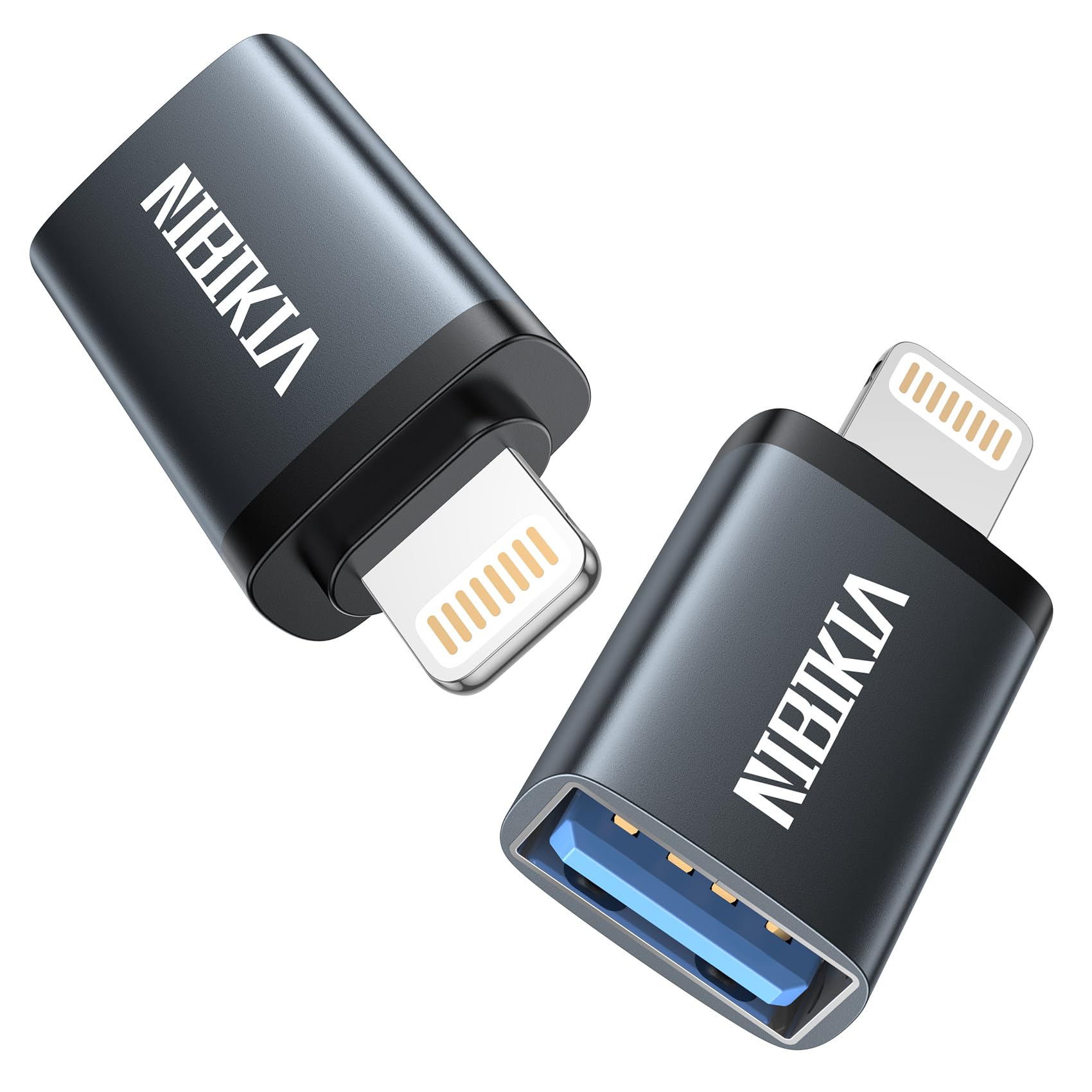 Lightning to USB Adapter, 2 Pack iPhone USB Lightning Stick Adapter Compact USB 3.0 OTG for iPhone/iPad, Hubs, MIDI Keyboard, Mouse, Card Reader, USB Data Synchronisation Supports USB Flash Drive