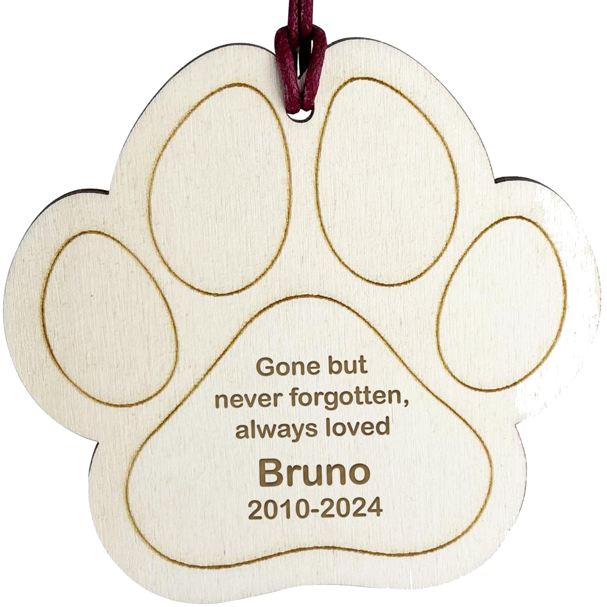 Red Ocean Personalised Pet Memorial Christmas Tree Bauble Decoration, Engrave Wooden Bauble, Dog Memorial Gifts, Pet Loss Gifts For Pet Owners, Pet Tree Decoration Bauble