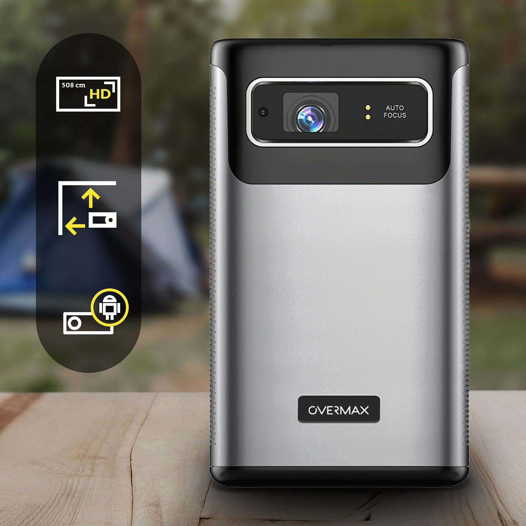 Multipic 8.1 - Proiettore Portatile Wireless con Risoluzione 4K, Luminosità 5000 Lumen, Auto Focus, Keystone, Android 9.0, Batteria Integrata 2,5h, Wi-Fi, Bluetooth, Altoparlanti 5W